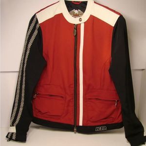 HARLEY-DAVIDSON CAFE RACER WOMENS SIZE SMALL RIDING JACKET LEATHER TRIM
